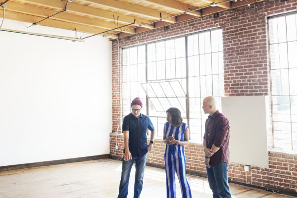 Casual business team working on a project